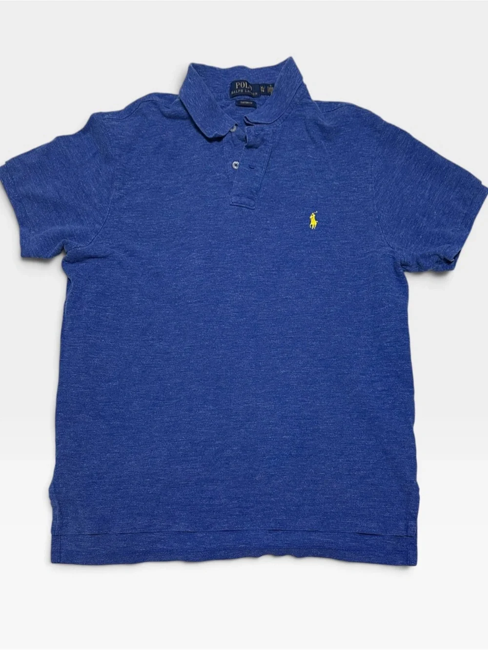 Polo by Ralph Lauren Heathered Royal Blue Polo with Yellow Pony Logo